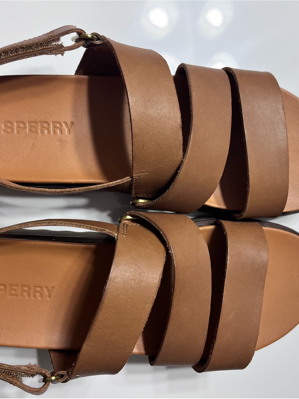 Sperry Women's Brown Triple-Strap Leather Sandals